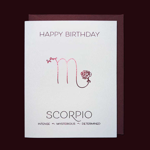 Foiled Astrology Flower Birthday Greeting Card — Scorpio