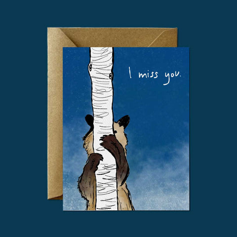 I Miss You Hiding Bear — Thinking of You Greeting Card