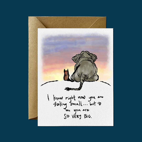 Feeling Small Elephant — Friendship and Support Greeting Card
