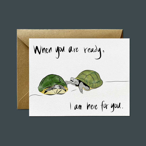 Hiding and Here for You, Turtle — Friendship and Support Greeting Card