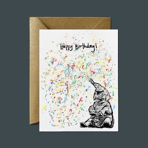 Confetti Elephant — Happy Birthday Greeting Card