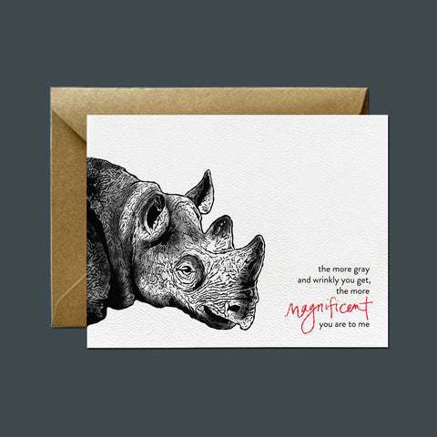 Aging Magnificently, Rhino — Happy Birthday Greeting Card