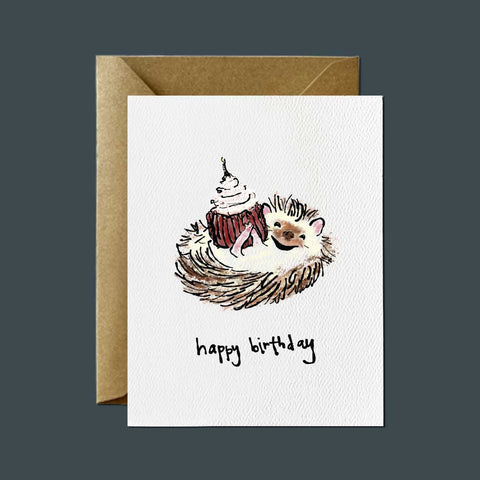 Happy Birthday Hedgehog—Birthday Greeting Card