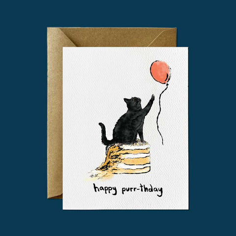 Happy Purrthday Black Cat — Birthday Greeting Card