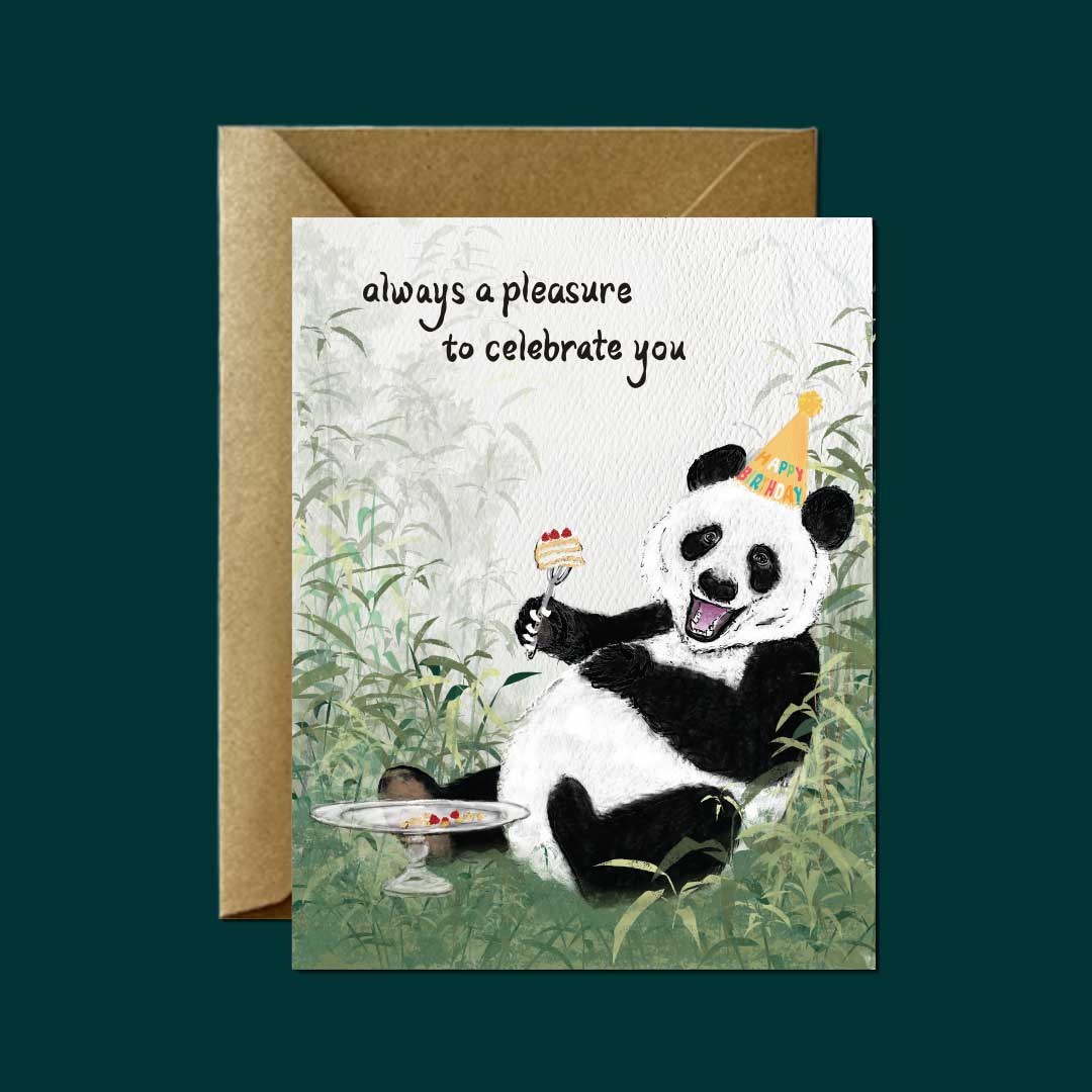 My Pleasure, Panda Happy Birthday Greeting Card – Mitzi Bitsy Spider