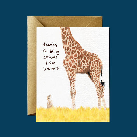 I Look Up to You, Giraffe — Thank You Greeting Card