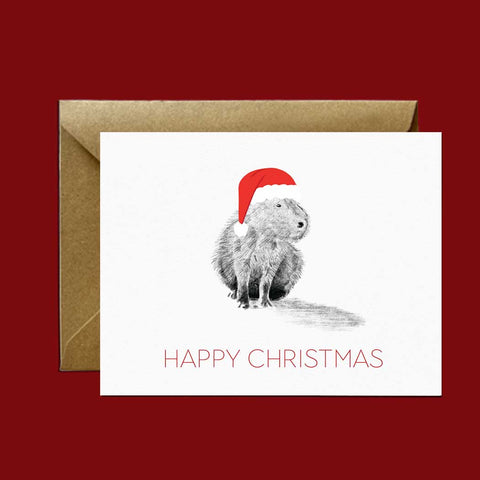 Capybara Santa — Merry Christmas Greeting Card