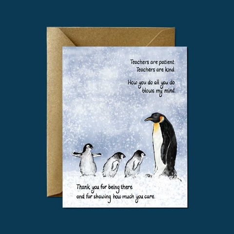 Thanks Penguin Teacher — Teacher Appreciation Greeting Card