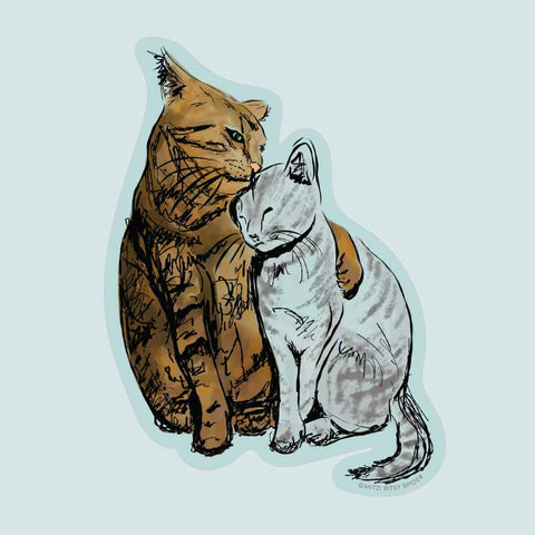 Cuddling Cats Sticker — Clear, 4 inch