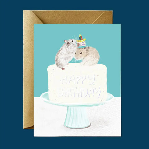 Happy Hamster Birthday Cake Card