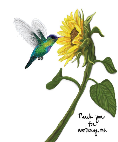 Hummingbird + Sunflower - Thank You Card