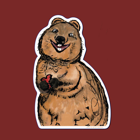 Quokka and Heart Vinyl Sticker — 3 inch