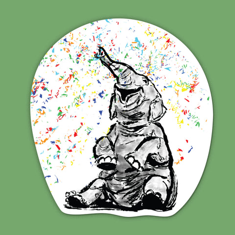 Confetti Elephant Vinyl Sticker — 3 inch