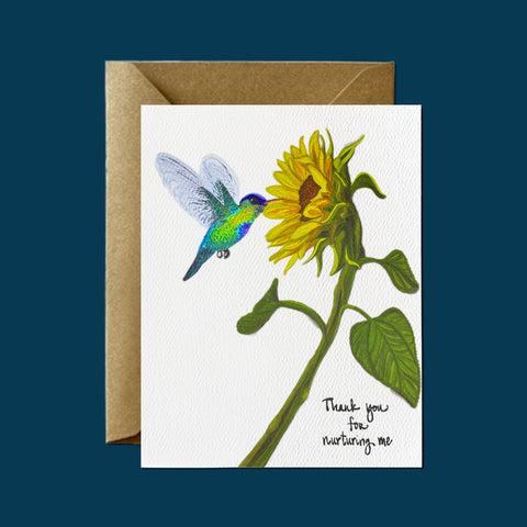 Hummingbird + Sunflower - Thank You Card